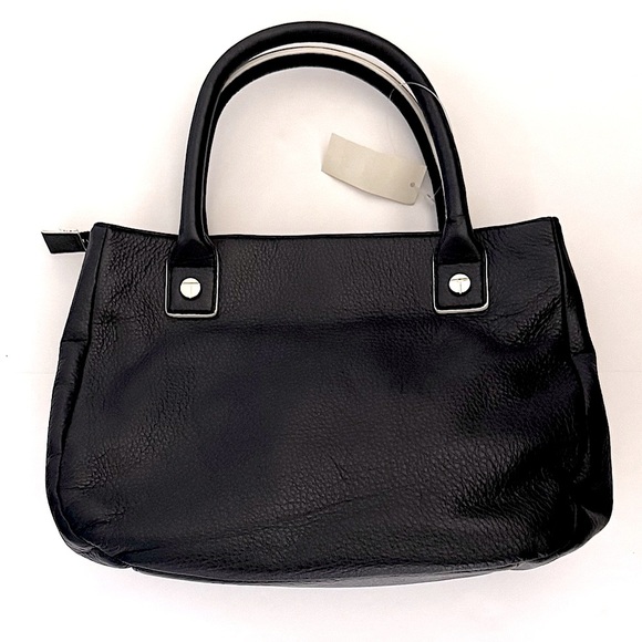 Talbots Faux Leather Handbag Double Top Handle Purse Bag, Navy Blue, NWT - Picture 3 of 14